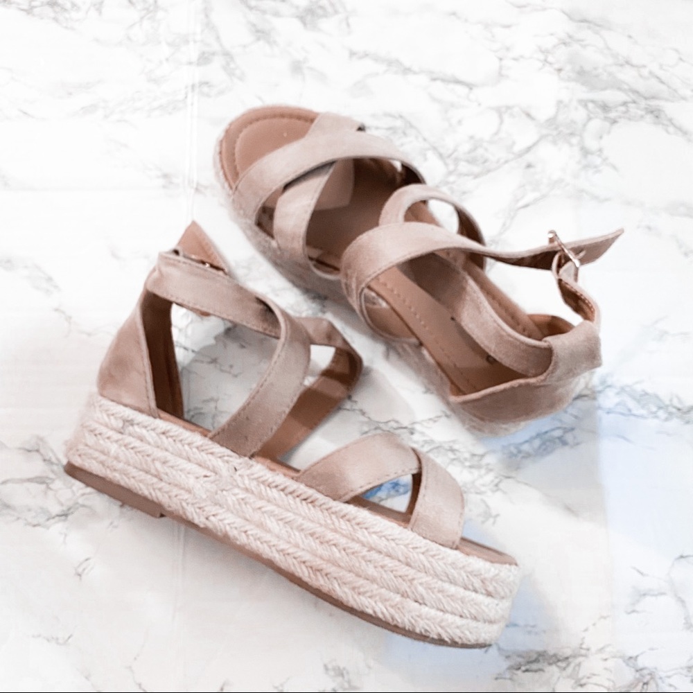 Nude Flatform Espadrilles Size 6